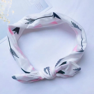 Bandeau bébé en coton doux avec motif flèche rose et nœud papillon pour enfants