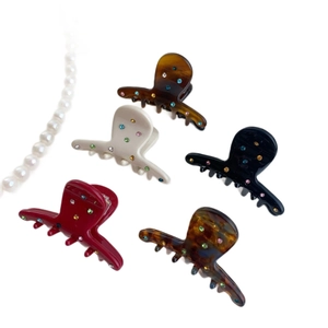 Set da 5 pezzi di mollette per capelli in acetato con strass colorati vari colori