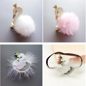 Barrette à Cheveux en Plume de Cygne Fait Main Serre-tête Couronne pour Enfants Bébé Filles Accessoires de Cheveux Princesse