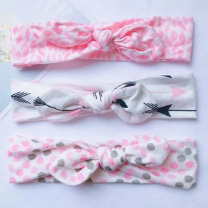 Bandeau Bébé Fille Coton Doux Élastique Nœud Papillon Noué Serre-tête Imprimé Cœur Flèche Accessoires Cheveux Tout-petits