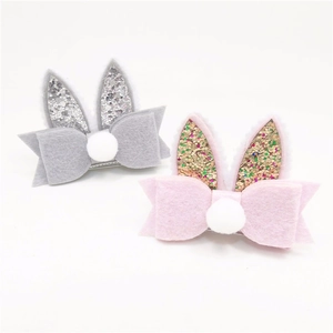 Fermagli per Capelli a Fiocco con Orecchie da Coniglio Pasquale Glitter Feltro Pompon per Ragazze Bambini Carini Accessori