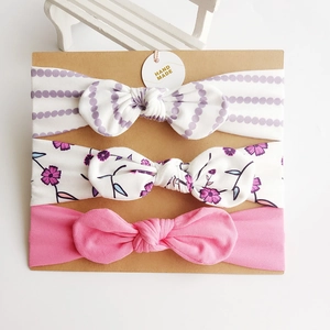 Soft Elastic Cotton Bow Headbands For Baby Girls Toddler Infant Floral Polka Dot Printed Hair Bands Accessories