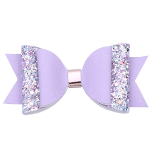 Hellviolette Glitzerleder-Haarschleife mit Pailletten für Mädchen Party-Accessoire
