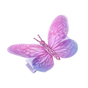 Elegante fermaglio per capelli a farfalla in chiffon con tulle sfumato rosa per bambine