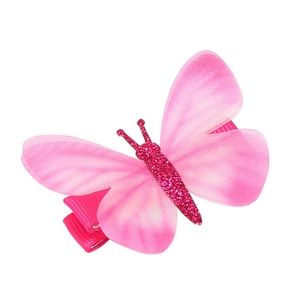 Fermaglio per capelli a farfalla in chiffon rosa sfumato con glitter per bambine