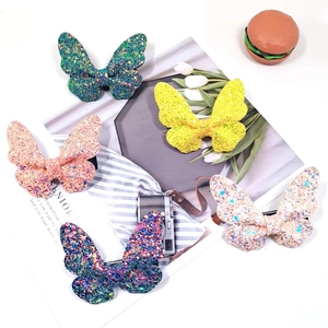 Cute Glitter Butterfly Hair Clips Sparkling Sequin Handmade Side Clips Sweet Kids Hairpin Princess Fashion Hair Accessories