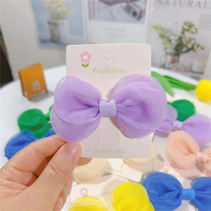 Barrette à cheveux violette en tulle superposé pour filles aux couleurs néon vives