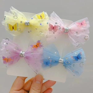Handmade Kids Princess Butterfly Hair Clips Mesh Sequin Bowknot Side Clips Sweet Girls Hairpins Fashion Hair Accessories