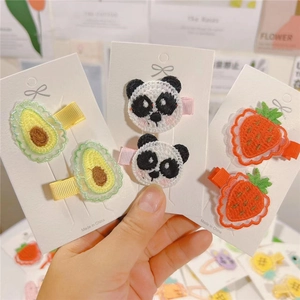 Cute Cartoon Fruit Animal Embroidered Hair Clips For Kids Girls Fabric Wrapped Safety Duckbill BB Clips Hair Accessories