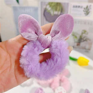 Chouchou peluche violet mignon avec oreilles de lapin et velours doux pour les enfants