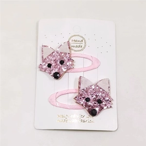 Barrettes à cheveux renard rose pailleté pour filles, pinces à cheveux fait main