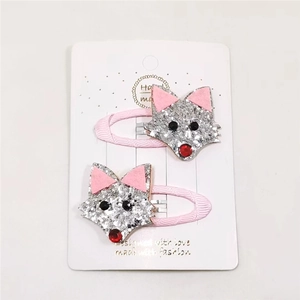 Barrettes à cheveux renard à paillettes pour enfants, lot de deux pièces sur carte