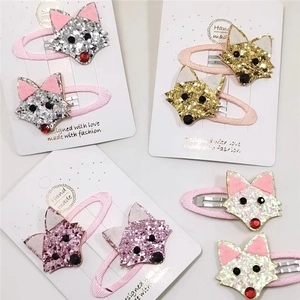 Barrettes à Cheveux Renard 3D pour Enfants Fait à la Main Cuir Artificiel Animal Pince à Pression Accessoires de Cheveux