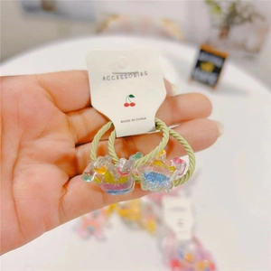 Cute crown hair ties for girls featuring glitter sequins and light green elastic bands
