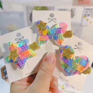 Colorful Sequins Butterfly Star Heart Hair Clips For Girls Kids Gradient Laser Holographic Hairpins Sweet Hair Accessories