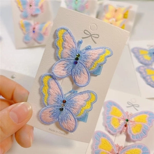 Exquisite embroidered butterfly hair clips with colorful beads for girls and children
