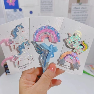 Barrettes à Cheveux Licorne Arc-en-Ciel à Paillettes pour Filles Queue de Sirène Épingles à Cheveux Brillantes Accessoires de Cheveux Cadeau