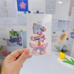 Lot de 3 barrettes cheveux licorne et arc-en-ciel pailletées pour filles avec ailes brillantes