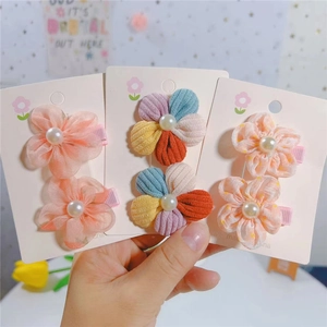Süße Blumenblatt Haarklammern Und Haargummis Im Koreanischen Stil Für Mädchen Florale Chiffon Haarnadeln Mit Kunstperlen