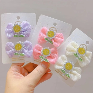 Kinder Netz Schleife Sonnenblume Strass Haarklammern Süße Stoff Blumen Haarnadeln Für Mädchen Damen Täglich Haarschmuck