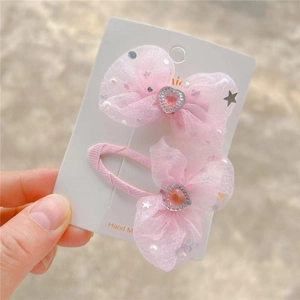 Lot de barrettes roses avec strass en forme de cœur et étoiles pour un style de princesse douce