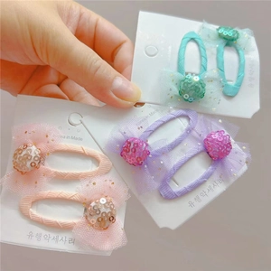 Barrettes à Cheveux Nœud Papillon à Paillettes pour Filles Clips BB en Maille Brillante Épingles à Cheveux en Ruban Floral