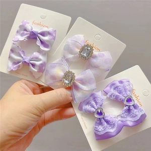 Lot de Barrettes à Cheveux Nœud Papillon pour Enfants Fait à la Main Tissu Maille Pois Floral Cœur Gemmes Artificielles Filles
