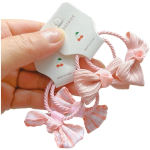 Set di elastici per capelli rosa per bambine con fiocchi a tinta unita e a quadri