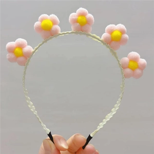Serre-tête tournesol avec pompons colorés pour déguisement de fête et festival