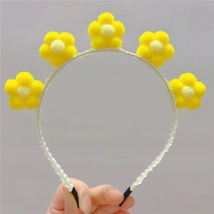 Serre-tête tournesol avec fleurs en peluche macaron pour coiffures de fête festives
