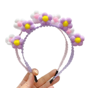 Serre-têtes tournesol en peluche couleur macaron pour fêtes, violet et blanc