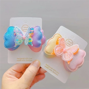 Pince à Cheveux Papillon Dégradé pour Filles Fait à la Main Noeud en Paillettes Maille Épingle à Cheveux Colorée Accessoires de Coiffure