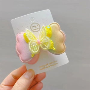 Pince à cheveux papillon colorée avec motif nuage macaron pour filles et femmes