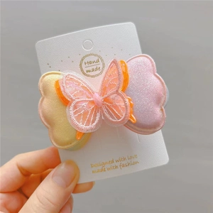 Pince à cheveux papillon pailletée avec dégradé et bordure en dentelle pour filles