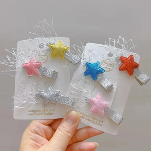 Barrettes à Cheveux Étoile Brillante Faites à la Main Avec Gland pour Enfants Filles Clips Bec de Canard à Paillettes Douces Accessoires de Mode pour Cheveux