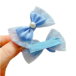 Barrettes à cheveux bleues avec perles et dentelle pour coiffures de filles