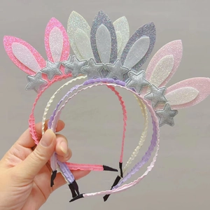 Cute Glitter Rabbit Ears Star Headband For Little Girls Princess Animal Ears Hair Hoop For Birthday Party Kids Accessories