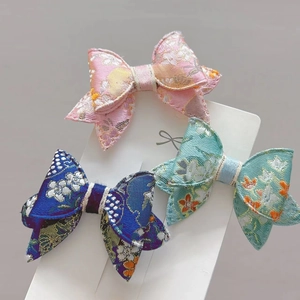 Fermaglio per Capelli a Fiocco Stile Etnico Bambina Vintage Stampa Floreale Tessuto Fatto a Mano Capodanno Accessori Capelli Donna