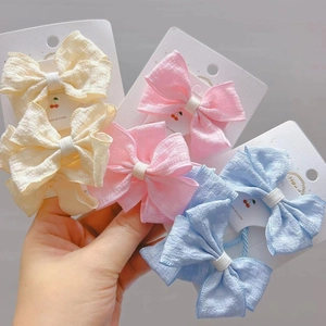 Barrettes À Cheveux En Tissu Faites À La Main Et Élastiques À Cheveux Doux Noeuds En Ruban Pour Enfants Bébés Accessoires Cheveux