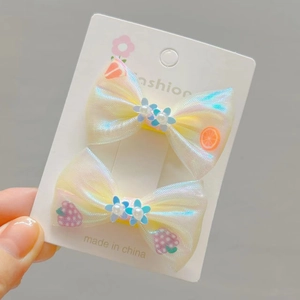 Barrettes à nœuds colorés avec perles et motifs de fruits pour filles et tout-petits