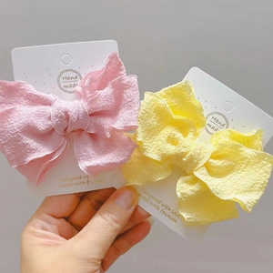 Korean Style Three-Layer Large Bow Hair Clip For Girls Elegant Textured Fabric Bowknot Hairpin Handmade Hair Accessories