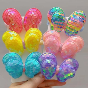 Kids Sequin Bow Hair Tie Butterfly Fabric Scrunchie Sparkling Ponytail Holder For Girls Fashion Cute Hair Accessories