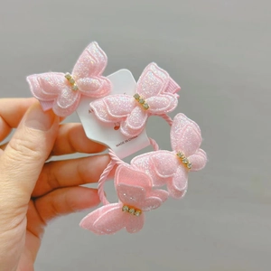 Details von pinker Glitzer Schmetterling Haarspange mit Strass für Kleinkinder