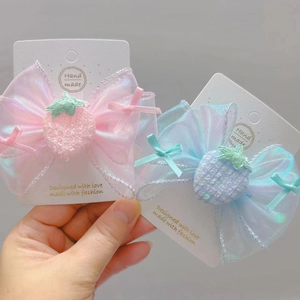 Barrette À Cheveux Nœud Fraise Pour Filles Serre-Tête Organza Paillettes Accessoires De Cheveux Rose Bleu Violet Style Preppy Enfants