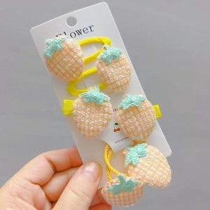 Sparkly yellow pineapple hair accessories set with sequins for girls and women
