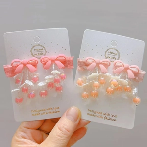 Handmade Antique Style Bow Hair Clips For Girls Sweet Resin Beads Tassel Shell Artificial Pearl Hanfu Hair Accessories