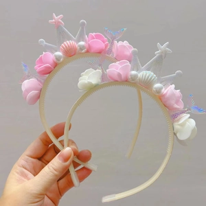 Meerjungfrau Thema Geburtstag Party Krone Haarreif Für Kinder Mädchen Prinzessin Seestern Künstliche Perle Rose Blume Party Zubehör