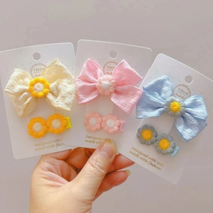 Set di Fermagli per Capelli Bambini Fiocco in Tessuto Forcina Fiore Margherita Dolce Fatto a Mano Accessori per Capelli Ragazze