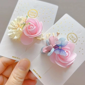 Handgemaakte Stoffen Bloem Haarclips Vlinder Strass Haarspeld Zoete Florale Roos Camellia Haaraccessoires Meisjes Feest