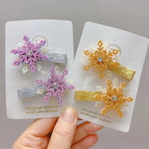 Barrettes à Cheveux Flocon de Neige Pailletées pour Filles Strass Scintillants Épingles à Cheveux Hiver Accessoires Cheveux Noël Enfants